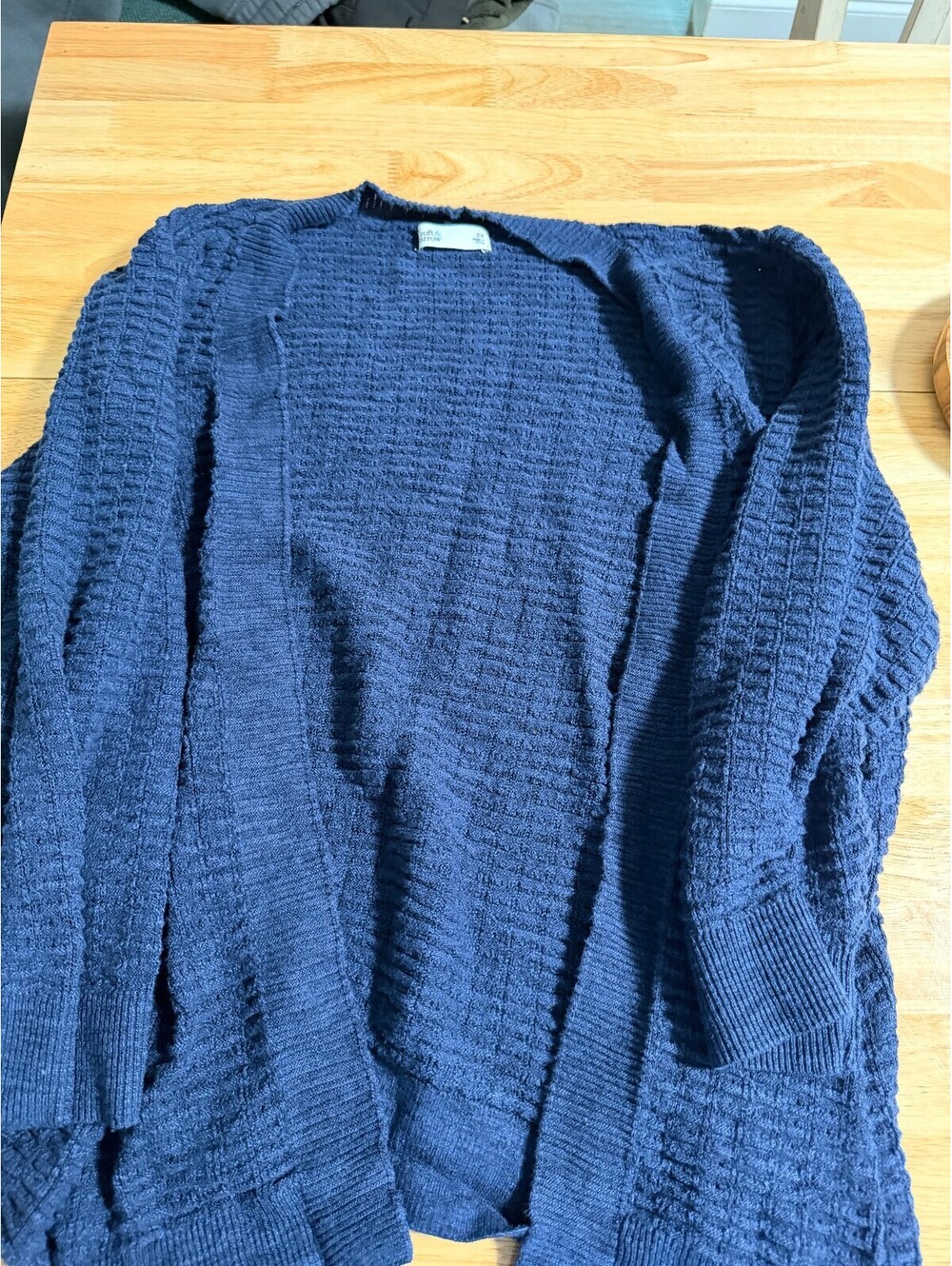 Croft and Barrow Women's Navy Blue Textured Knit Cardigan, Size 2X